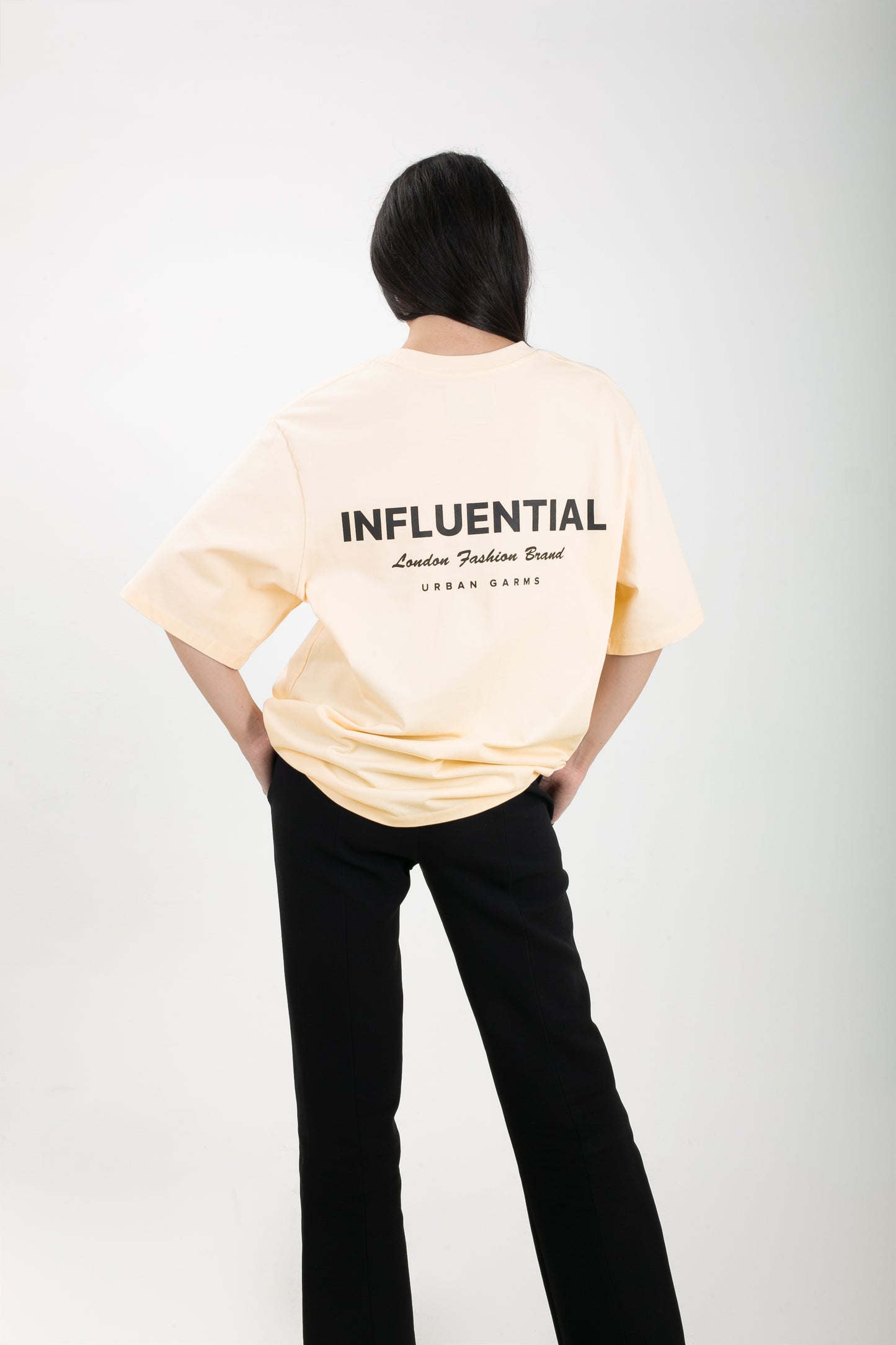 Female Normal Beige T-shirt Black & Blue