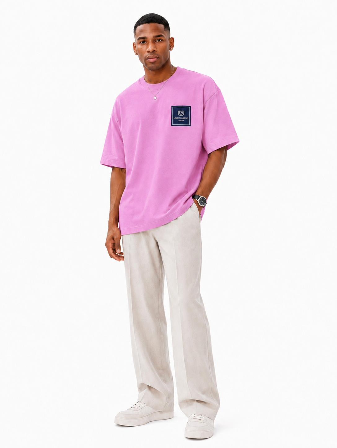 Oversized Short-Sleeved T-shirt(Blue badge)