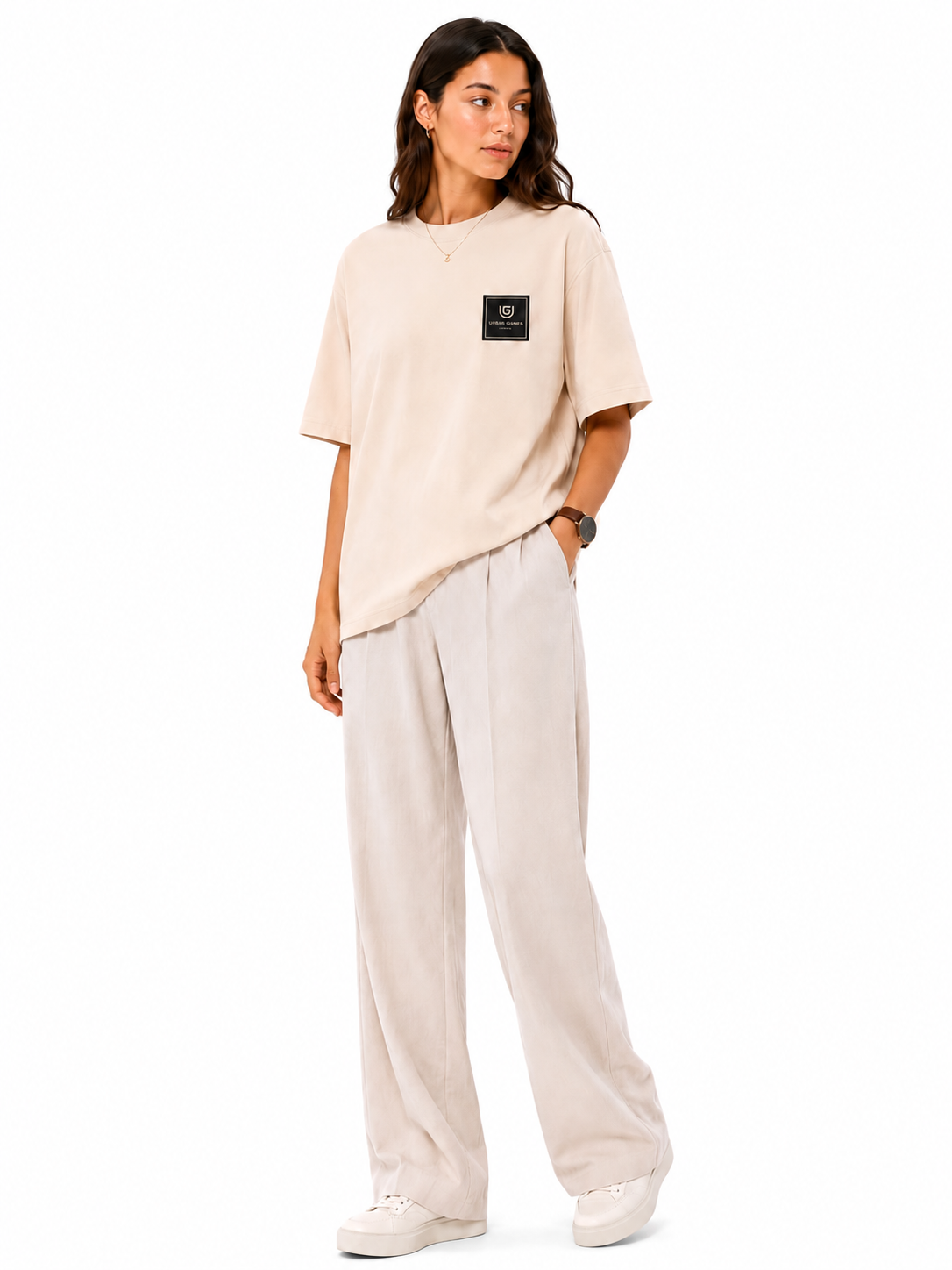 Female Oversized T-Shirt Black badge