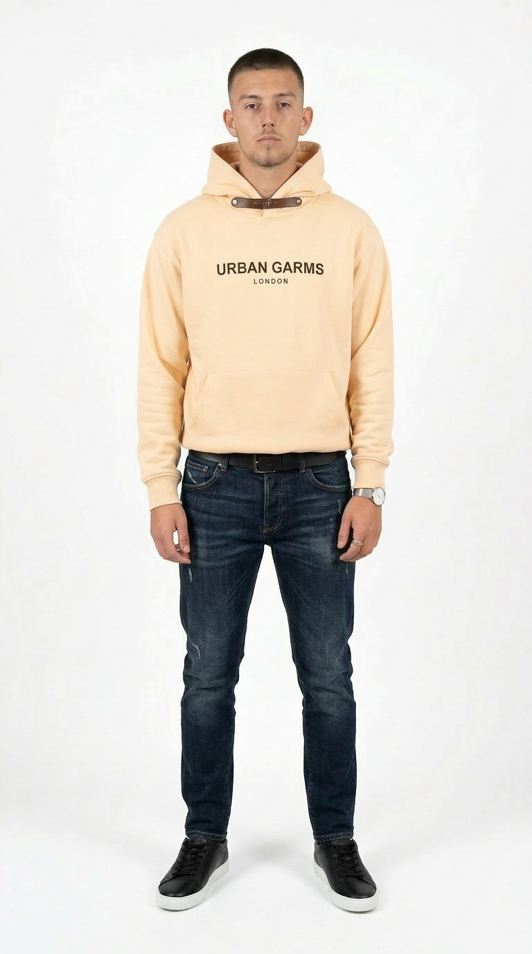 Male Beige Hoodie