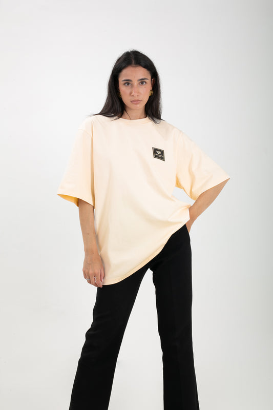 Female Normal Beige T-shirt Black & Blue