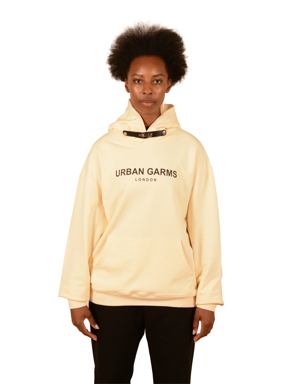 Female Beige Hoodie Black & Brown